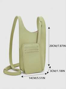1pc Light Green PU One Shoulder Diagonal Crossbody Bag, Fashion New Style, Minimalist, Lightweight, Commuting, Fresh Design With Card Holder & Pendant