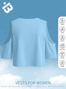 女士浅蓝色露肩短款T恤 | 超短款设计 | 性感时尚女式上衣 | 夏季街头风格必备单品