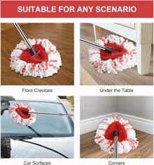 2 Pack Mop Heads Replacements Compatible With O Cedar EasyWring Spin Mop 1-Tank System, Middle Part Add 40% Cleaning Power, Mop Replace Refills Heads Deep Cleaning, Microfiber, Machine Washable,6834552