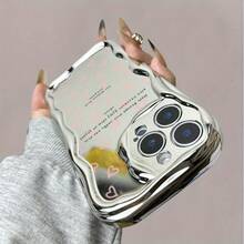 Estuche para teléfono Estuche para teléfono con onda galvanizada de 1 pieza con colgante de perla, cubierta protectora a prueba de golpes de cobertura total, accesorio de moda compatible con la serie 11 12 13 14 15 16 Pro Pro Plus - Diseño elegante Nuevo teléfono - Colores mixtos 3 - Ver 5