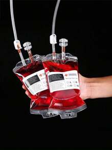 2/3/5pcs Blood Bag Dual Straw Drink Pouches, Halloween Blood Bag Universal - Clear - View 1