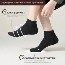 5 Pairs Of Thin - Sweat Absorbing And Comfortable, Available In 3 Colors (Black/Gray/White), Solid Color Design, Fashionable And Casual Socks, Suitable For Daily Leisure And Office Wear, Comfortable And Fitting - màu đen - Xem 8