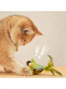 Pluszowa zabawka dla kota z motywem ptaka wróbla, trwała, piszcząca zabawka dla kota i psa, interaktywna zabawka symulująca ptaka z dźwiękiem, interaktywna wisząca zabawka dla kota, zabawki dla kota Migipaws, interaktywny realistyczny latający ptak trzepoczący skrzydłami z kocimiętką, pióra zawieszone na elastycznej gumce, automatyczne ćwierkające zabawki dla kotów domowych, samodzielna zabawa, losowy kolor