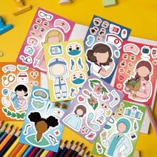 8 Sheets Funny Doctor Nurse Stickers Make Your Own Character Face Puzzle Toy Party Game Medical Decals For Laptops And Water Bottles Nurse Accessories For Work Back To School Student Rewards Supply