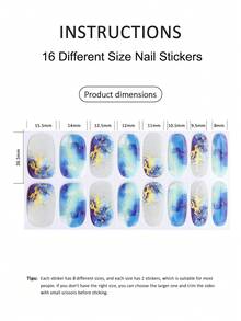 Semi Cured Gel Nail Strips , Jelly Beige, 16 Pcs Gel Nail Wraps, Stickers, UV Light Required, Salon Quality, Long Lasting - Blue - View 5