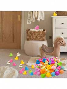 10/30PCS彩色橡皮鸭，浴室淋浴玩具，夏日沙滩和生日派对泳池玩具，派对装饰礼物，可爱有趣的PVC塑料泳池漂浮减压戏水玩具，适合所有季节的派对小礼物。（颜色随机） - 彩色 - 查看 5