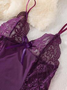 Conjunto de 2 peças de lingerie sexy de renda e malha para mulheres, para uso diário e parceiro sedutor