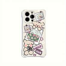 Funda para teléfono 1 unidad con diseño de osito de peluche y cordón para colgar en las cuatro esquinas. Funda protectora portátil que se puede colgar del cuello o la espalda. Suave y compatible con phone 12, 13, 14, 15, 16 Pro y Pro Plus. - Blanco - Ver 6