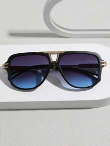 1 Pair Men's Large Frame Metal Decor Fashion Fashion Glasses, Outdoor Vacation Beach UV Protection