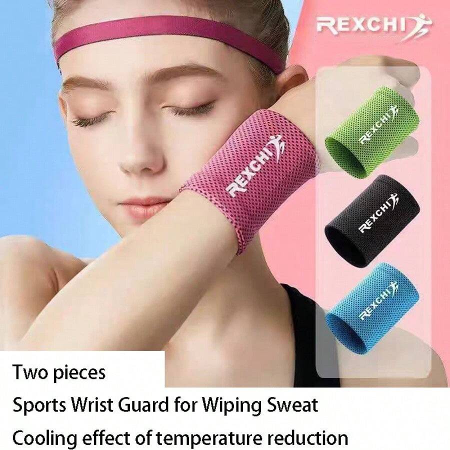 2 piezas Muñequeras deportivas / Toallas de muñeca absorbentes / Muñequeras delgadas de estilo de moda para mujer absorbentes de sudor / Toallitas absorbentes de sudor para pulsera de verano / Esenciales para maratón. Hechas de material de fibra de poliéster. Adecuadas para deportes en interiores y exteriores como ciclismo, correr, jugar a la pelota y entrenamientos en el gimnasio.