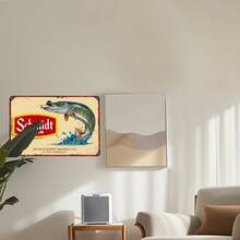 [1pc Schmidt Beer Vintage Sign] Schmidt Beer 1pc Vintage Metal Metal Tin Sign 12"X8" | UV Printed Retro Wall Art With Leaping Fish Design, Rustic Indoor/Outdoor Decor For Home, Bar, Cafe, Office | Durable Weather-Resistant, No Electricity Needed, Metal Wall Decor, Cafe Decoration, Weatherresistant Sign - Vintage - View 5