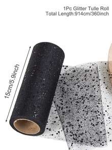 1pc Glitter Tulle Roll, Sparkling Tulle Ribbon, 15cm*914cm Fabric Ribbon, Including Cream, Black, Gold, Purple, Pink, Silver, Rose Gold And White Styles, Organza Tulle Scroll, DIY Craft Supplies, Wedding Decorations, Everyday Party Accessories, Birthday Party Supplies, Banquet Decorations, Wedding Chair Decorations,Wedding Ceremony Party Decorations - Multicolor - View 14