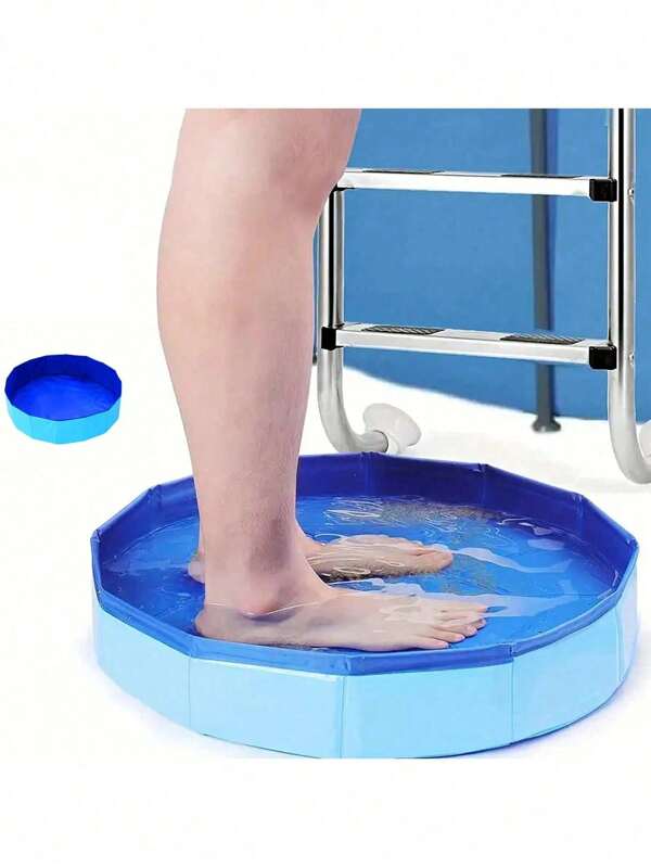 1pc Foldable Portable Bathing Basin, Pool Cleaning Basin, PVC Composite Foldable Basin, Multifunctional Pool Cleaning Basin, Summer Pool Party Accessory, Suitable For Beach, Home Pool, Outdoor Camping, Small Animal Washing, Beach Essentials, Pool Float
