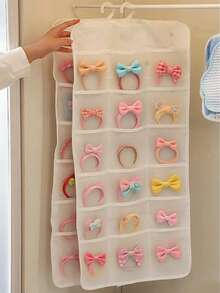 1pc Kids Hair Accessories Storage Bag, Cute Style Children Hair Clips, Hair Ties, Headbands Organizer With 18 Compartments