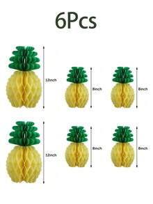 3 件装节日菠萝蜂窝中心装饰纸巾菠萝桌挂装饰热带夏威夷丛林派对，菠萝装饰品适合热带派对夏季夏威夷卢奥派对