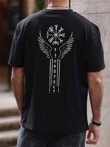 SU ER Men's Fashionable Printed Loose Short Sleeve T-Shirt | Exquisite Design | Summer Essential | Easy To Match, Showcasing Your Style - Black - View 2