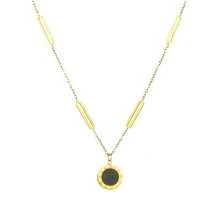 1 Pieza Collar de Acero Inoxidable con Números Romanos de Doble Cara Premium, Color Dorado Inalterable, Joyería de Estilo Versátil y para Mujeres, Collar Ligero de Acero de Titanio para Uso Diario