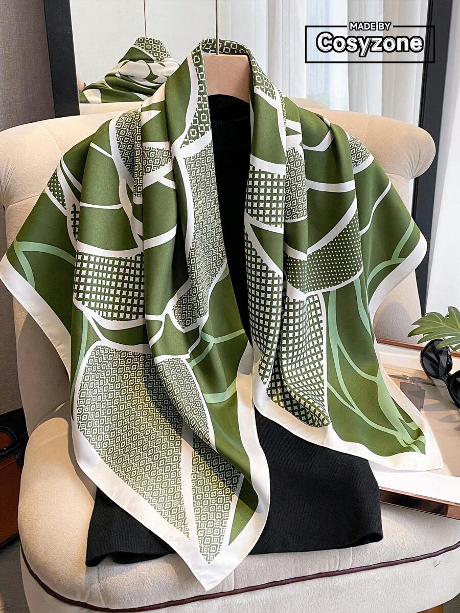 1 件女士 90 厘米斜纹优雅时尚简约印花围巾适合休闲时尚街头外出头巾、发带、头带，非常适合装扮您的外观