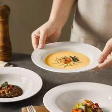 1 pieza/2 piezas Plato de postre cerámico de 8.7", Plato cerámico con forma de anillo anual para aperitivos/ensalada, se puede usar para aperitivos, frutas, pasteles, merienda, plato cerámico de regalo