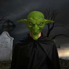 Halloween Headwear Green Monster Face Covering Realistic Facewear Cosplay Costume Accessories For Adults - Green - View 5