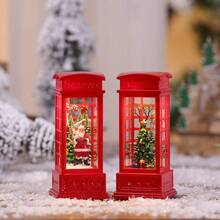 LED Illuminated Christmas Telephone Booth Ornament, Resin Indoor Snowman Christmas Tree Decor, Christmas Party Decoration, Xmas Lighting Up Toys And Gifts,Christmas - Multicolor - View 7