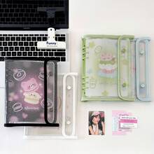 1pc Fashionable Cat & Cloud Design A5 Ring Binder With Loose Leaf Pages, K-Pop Idol Photo Album, Instant Film 4 Slots Card Holder School Supplies, Back To School - Multicolor - View 13