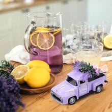 LavenderInspired Home Decorative Metal Truck With Artificial Lavender Arrangement Rustic Pickup Truck Miniature DieCast Model For Farmhouse Desk Accessories Layered Trays And Kitchen Decorations - Purple - View 5