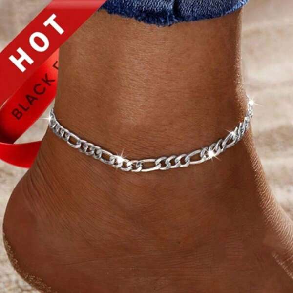 1 Pc 925 Silver 8 Inches Ankle Chain In Retro Style, Perfect Gift For Both Men And Women, Can Be Worn On Wrist Or Ankle, Suitable For All Seasons