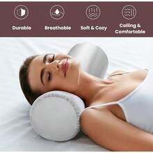 2 Pack Round Neck Pillow Case Covers, 18x6 In Neck Roll Satin Pillowcase Silky Bolster Pillow Cover Grey Cervical Pillow Cover With Hidden Zipper, Silk Cylinder Pillow Covers For Hair & Skin - Light Grey - View 5