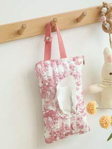 1pc Minimalist Car/Home Tissue Paper Storage Bag, Baby Stroller Cute Wet Wipes Hanging Pouch, Portable Tissue Holder - Multicolor - View 5