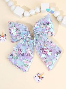 1pc Adorable Unicorn Hair Bow For Girls Colorful Sequins Bow Alligator Clip With Tail Sparkly Hawaii Vacation Hair Clips Cute Sweet Unicorn Barrettes Daily Hairpin Teens Hair Accessory - Multicolor - View 8