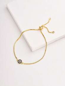 1 件时尚水钻恶魔眼可调节女士手链