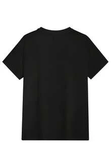 Men's Letter Print Casual Sports Outdoor Short Sleeve T-Shirt Summer Top - 黑A - 查看 2