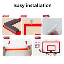 1 Set Indoor Basketball Hoop With Transparent Backboard, Suitable For Home And Outdoor Activities, Indoor Foldable Basketball Hoop Without Drilling, Basketball Hoop Set, Basketball,Basketball Hoop With A Ball And And 4 Hooks For A Gift. - Multicolor - View 4