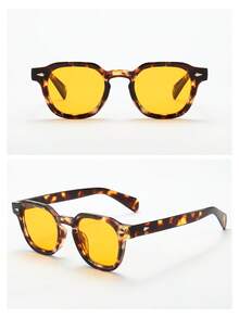 3pcs Vintage Round Frame High Quality Personalized Minimalist Fashion Glasses, Unisex - 3pcS Combination Pack (black + Black + Black Blue + Tortoise Shell Yellow) - View 4