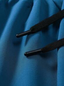 一体式纯色运动短裤，防摩擦衬里，双层运动短裤，男女皆宜，跑步，户外健身，春夏 - 藍色 - 查看 5