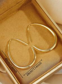 Boucles d'oreilles à créoles légères en forme de larme pour femmes, grandes boucles d'oreilles ovales dorées brillantes avec languette, bijoux d'énoncé hautement polis, cadeau pour femmes et adolescentes, boucles d'oreilles à créoles en forme de U simples pour femmes - été - bijoux