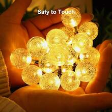 Đèn dây LED năng lượng mặt trời hình cầu pha lê 20/30/50/100/200 bóng, dài 16.4/22.9/39.3ft, trang trí ngoài trời cho Halloween, Giáng sinh, Lễ Tạ ơn, Đám cưới, Tiệc vườn - Màu trắng ấm, đổi màu, màu trắng trơn, chống nước IP44 - Nhiều màu - Xem 5