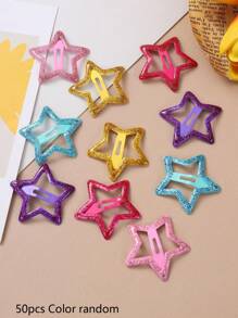10 piezas/20 piezas/30 piezas/40 piezas/50 piezas/100 piezas Clips para el cabello con forma de estrella brillantes y coloridos al azar, accesorios para el cabello para niñas, fiesta, estudiantes