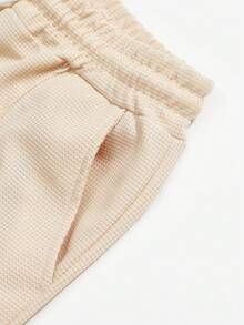 Men's Solid Color Waffle Plaid Casual Suit, Long Sleeve Crew Neck Sweatshirt And Drawstring Solid Color Pants, Distinctive And Comfortable Casual Suit Suitable For Men's Daily Casual Wear And Holiday Wear, Spring/Autumn, Cozy Outfits