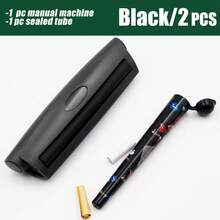 6 种颜色可选 | 2 件套 - 卷烟机 + 塑料密封容器 | 3 件套 - 卷烟机 + 塑料密封容器 + 烟嘴 | 适用于 110 毫米手卷香烟 | 便携式卷烟套装 | 实用卷烟配件 | DIY 工具 | 生日礼物 - 彩色 - 查看 16