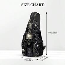 Men's Skull Pattern Printed Chest Bag For Daily Wear Halloween