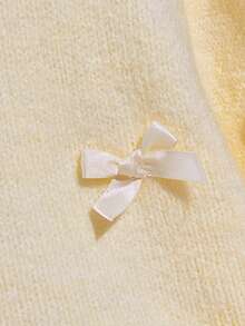 Feminine Bow-Tie Knitted Cardigan For Women, Soft And Fluffy, Autumn And Winter, Round Neck, Casual And Versatile - Yellow - View 7