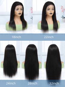 Peruca de Renda Completa 360° Reta Frente de Renda Cabelo Humano 180% de Densidade para Mulheres, Cor Preta, Peruca Frontal de Renda de Cabelo Humano Pré-Desfiada, Cor Natural de Cabelo Humano
