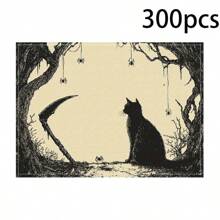 Juego de 1/2/4/6 individuales, estilo de gato negro de Halloween, con patrón de murciélago, tamaño 30x45 centímetros. Los individuales de poliéster de Halloween son adecuados para cocinas/manteles resistentes al calor del hogar, fáciles de limpiar y son accesorios ideales para mesas de cocina del hogar. Son adecuados para reuniones familiares y ocasiones interiores y son la mejor opción para la decoración de Halloween.