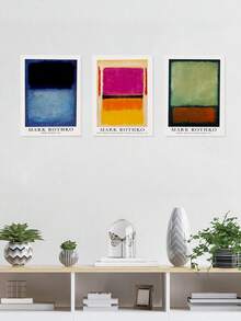 3 piezas de pósteres de arte de bloques de color, abstractos, arte vintage, lienzos impermeables con arte creativo, decoración de pared para cafés, bares, hogares y dormitorios, obras de arte, impresiones artísticas, pósteres, para sala de estar, dormitorio, baño, con opción de marco - Multicolor - Ver 11