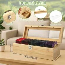 1pc Bamboo Tea Bag Organizer With Transparent Glass Lid - Multi-Compartment Storage Box For Tea, Coffee, And Desk Supplies, Natural Wood Finish, Colorful Tea Bag Display, Perfect For Kitchen Or Office Organization, Tea Storage, Shelf Baskets Back To School