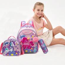 3 件套女童背包儿童学校背包带午餐袋适合小学学龄前学生可爱旅行背包 3 合 1 书包套装适合女孩返校