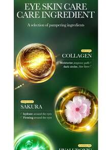 5pcs/Pack Collagen/Cherry Blossom Water Gel Eye Masks, Moisturizing & Nourishing Gel Eye Patches, Tightening Skin, Fading Dark Circles & Fine Lines, Brightening Complexion - Multicolor - View 8