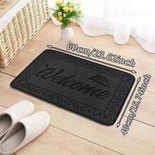 1pc Black "Welcome" Slogan Pattern Doormat - Machine Washable, Durable Polyester Material Suitable For All Seasons, Ideal For Entryway, Kitchen, Bedroom - Perfect Housewarming Gift And Everyday Home Decor, Welcome Mat For Front Door, Bathroom, Kitchen - Multicolor - View 14